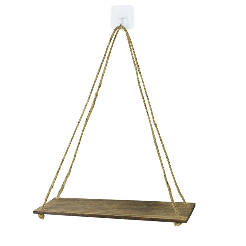 Balanço de Madeira - Prateleira Flutuante com Corda para Sala de Estar - SwingShelf