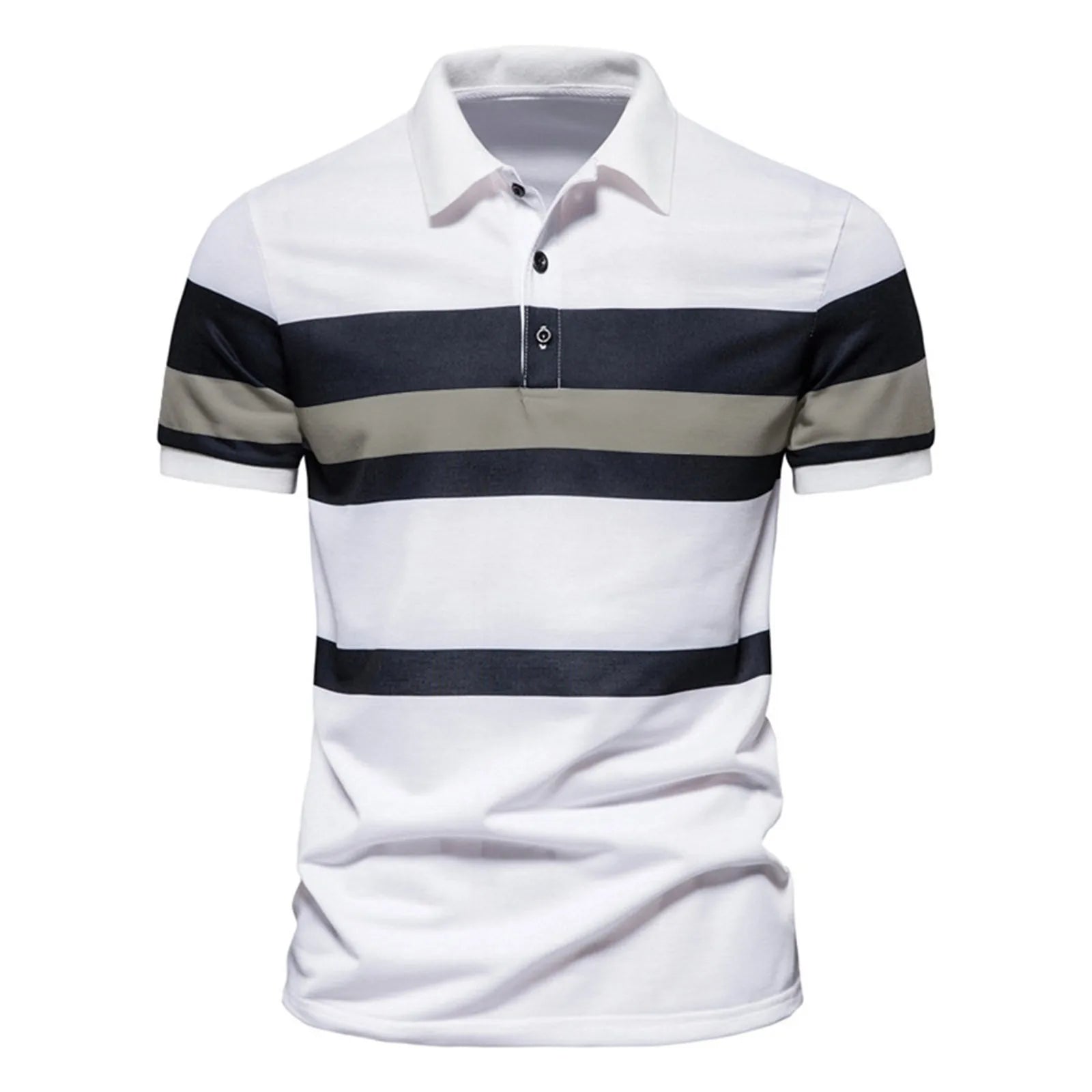 Camisa Gola Polo Masculina Listrada Com Botões