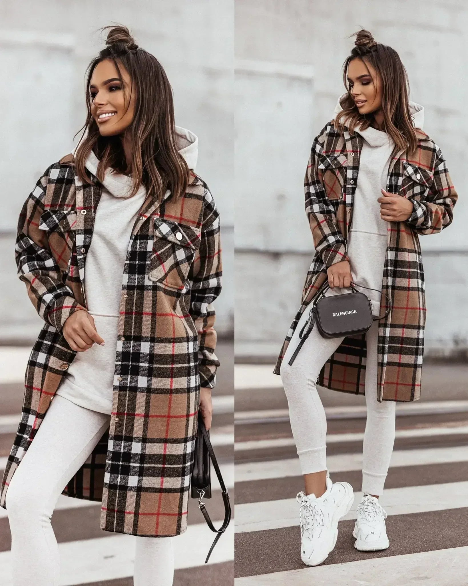 Jaqueta de Lã Xadrez, Elegante e Versátil com Estilo Americano - CheckeredChic