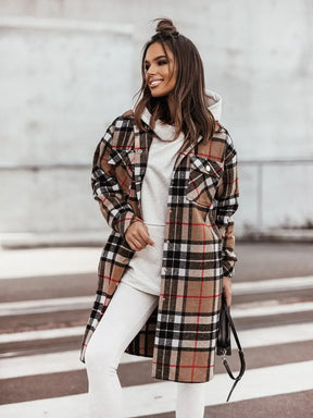 Jaqueta de Lã Xadrez, Elegante e Versátil com Estilo Americano - CheckeredChic