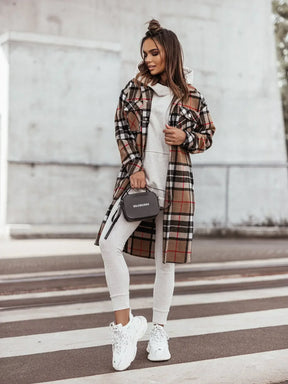 Jaqueta de Lã Xadrez, Elegante e Versátil com Estilo Americano - CheckeredChic