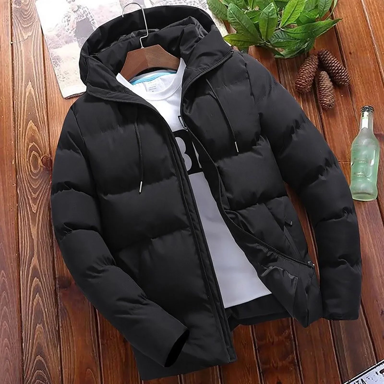 Jaqueta Puffer Masculina com Capuz Grosso - Sobretudo Casual para Moda Empresarial