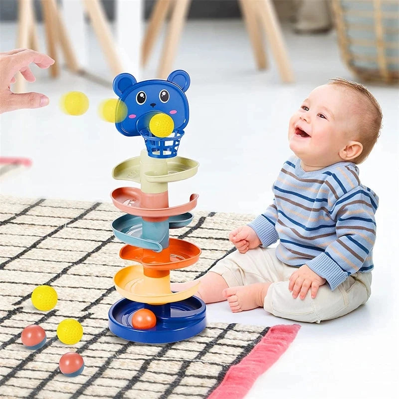 Torre de Bolas - Brinquedo Educativo de Empilhamento para Bebês - Montessori