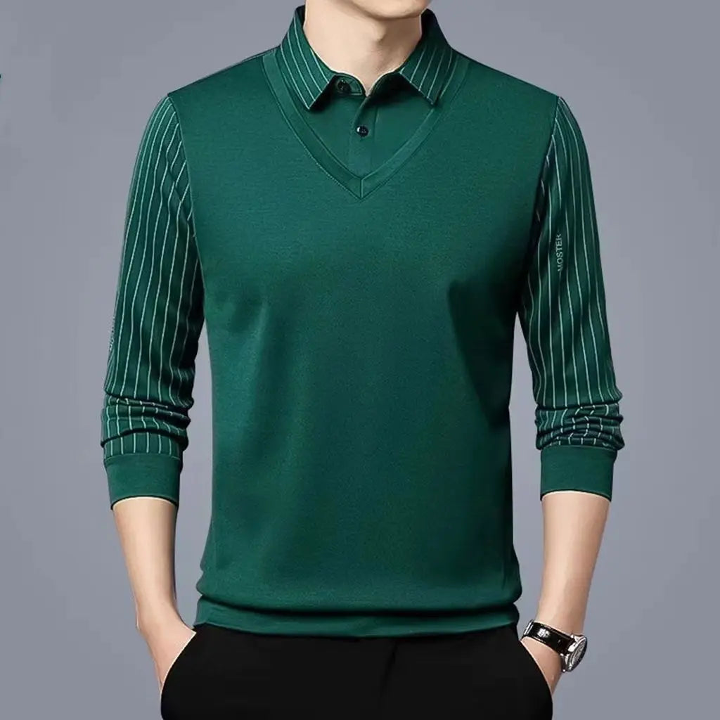 Camisa Gola Polo Masculina Listrada Moda Dupla Com Lapela E Botões