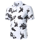 Camisa Gola Polo Masculina Estampa Floral De Mangas Curtas Moda Casual