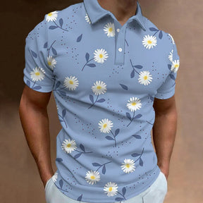 Camisa Gola Polo Masculina Estampa Floral Moda Casual De Alta Qualidade