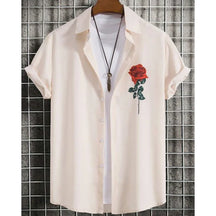 Camisa Masculina Estampa de Flores Moda Casual De Botões