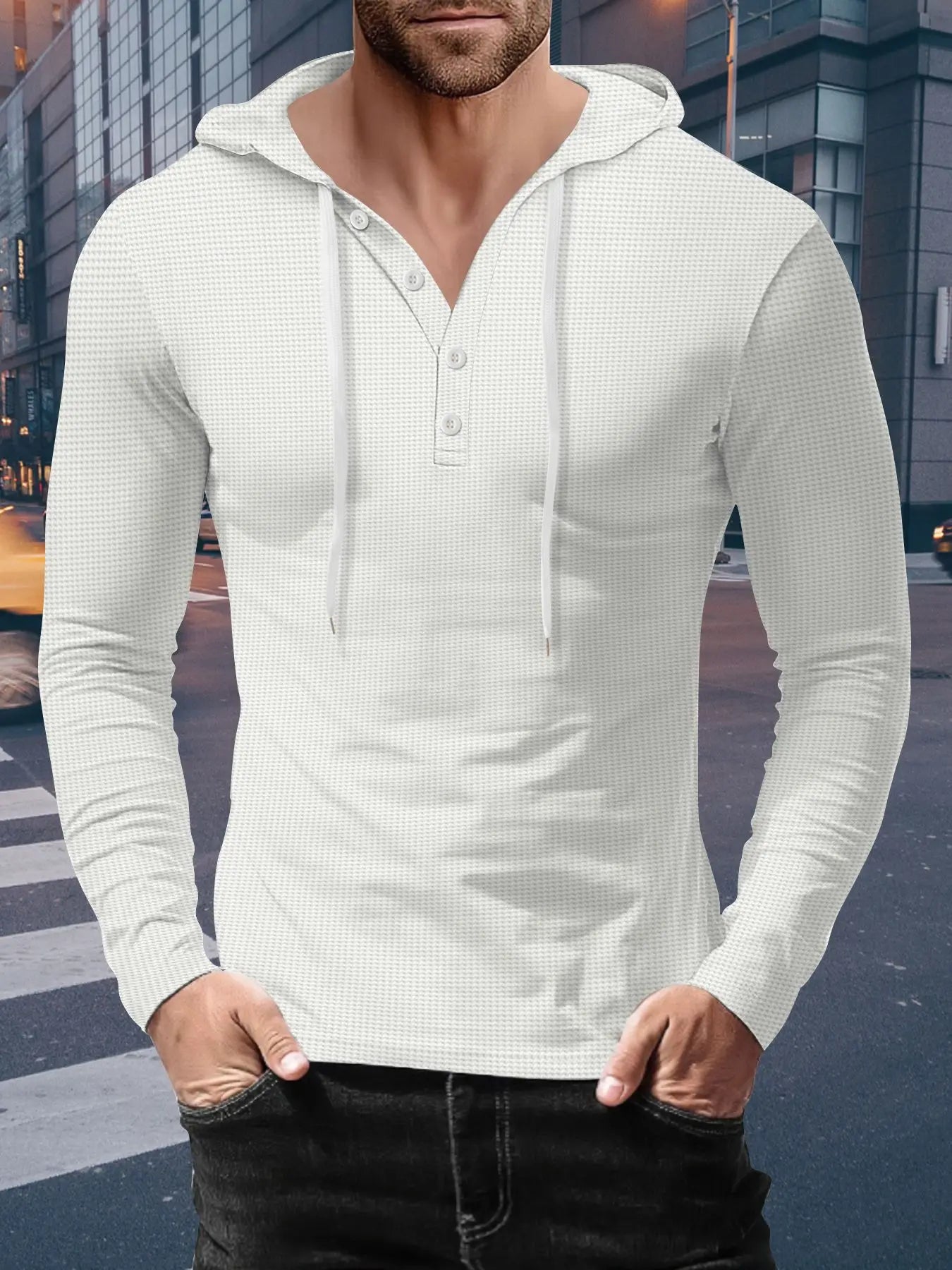 Camisa Masculina Moda Casual de Qualidade Com Capuz Camisa Manga Longa