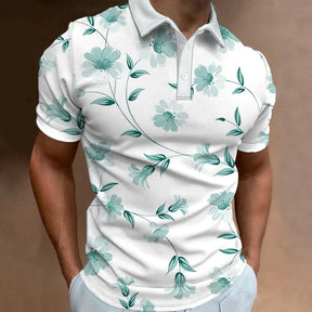 Camisa Gola Polo Masculina Estampa Floral Moda Casual De Alta Qualidade