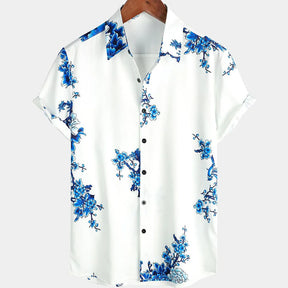 Camisa Casual Masculina Estampa Floral Moda Havaiana Camisa De Secagem Rápida