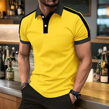 Camisa Gola Polo Masculina De Duas Cores Material Respirável de Alta Qualidade