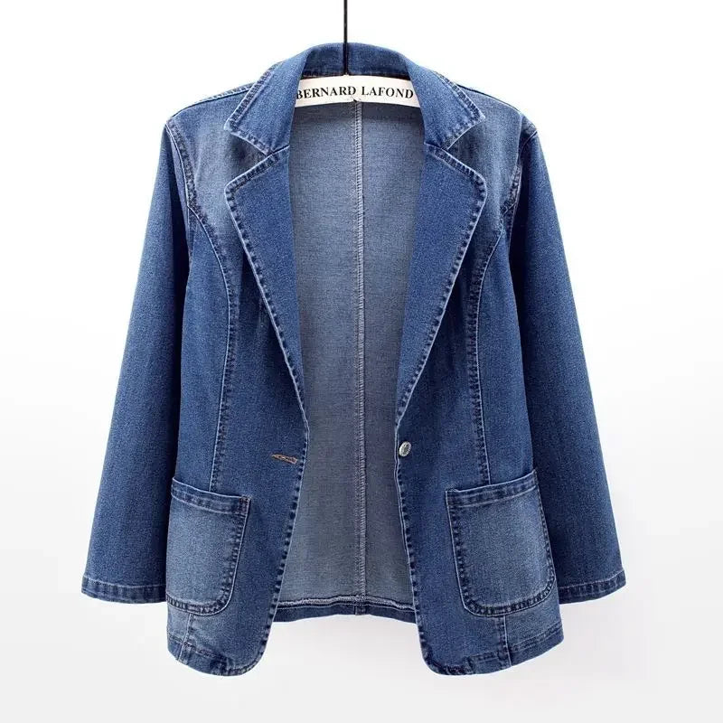 Jaqueta Jeans Feminina Estilo Blazer Moderno - REF137