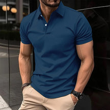 Camisa Gola Polo Masculina Com Botões Camisa Básica De Cor Sólida