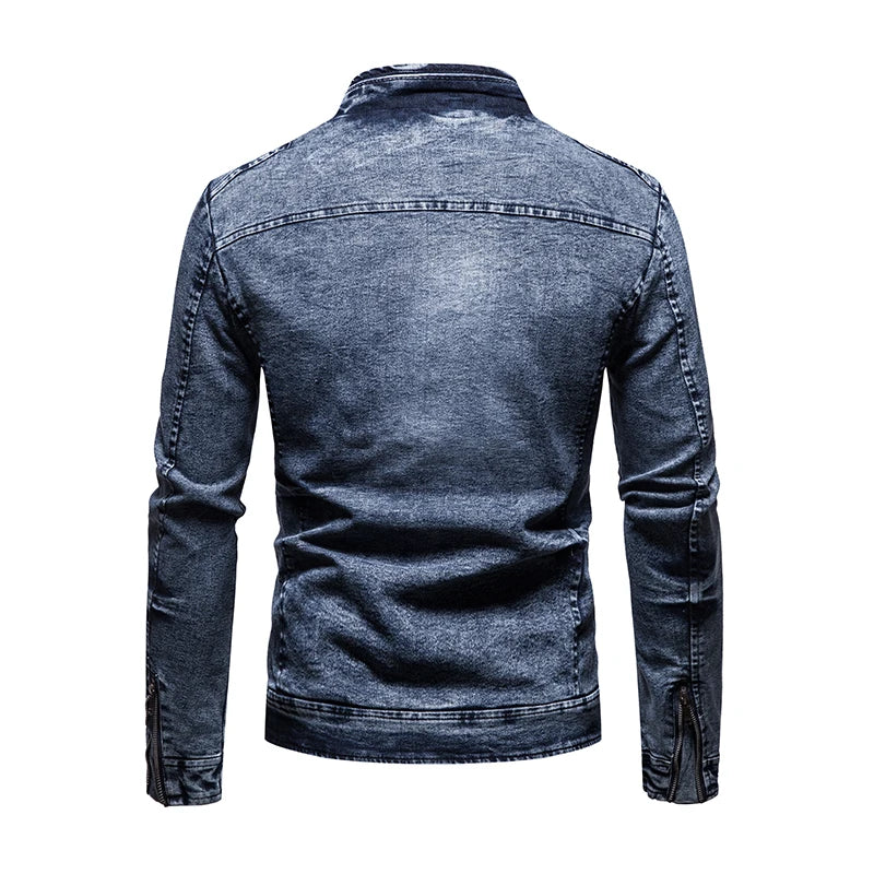 Jaqueta Masculina Jeans Lavado Com Zíper - REF118