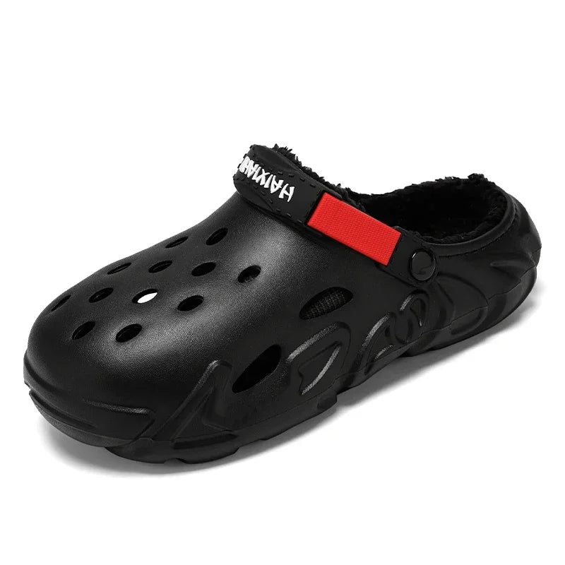 Sandália Crocs Masculina Com Forro De Pelúcia Design Furos Com Arco De Apoio