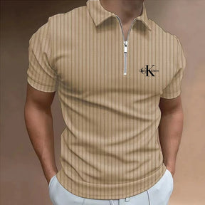 Camisa Gola Polo Masculina Com Zíper Tecido Confortável Moda Casual De Luxo