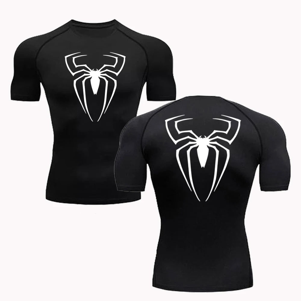 Camisa Masculina De Manga Curta Secagem Rápida Estampa de Aranha Camisa Esportiva