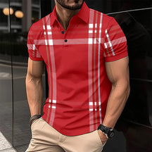 Camisa Gola polo Masculina Estampa Xadrez Com Botões Camisa Confortável