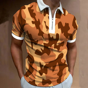 Camisa Gola Polo Masculina Camuflada Com Zíper De Alta Qualidade