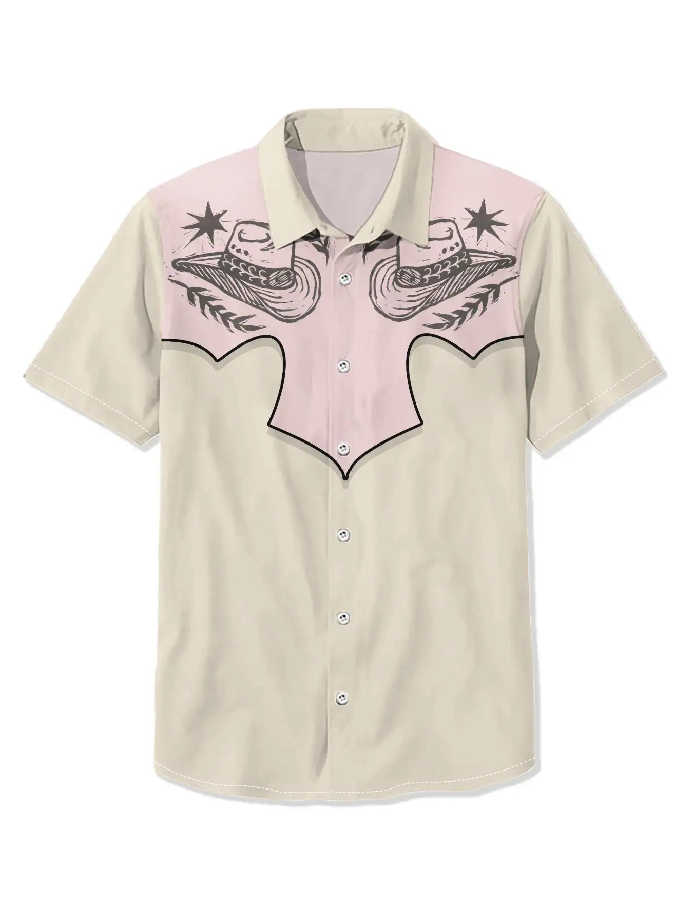 Camisa Masculina Moda Country Estampado Camisa De Manga Curta