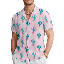 Camisa Masculina Moda Havaiana Estampa Cactos Moda Versátil Tendência