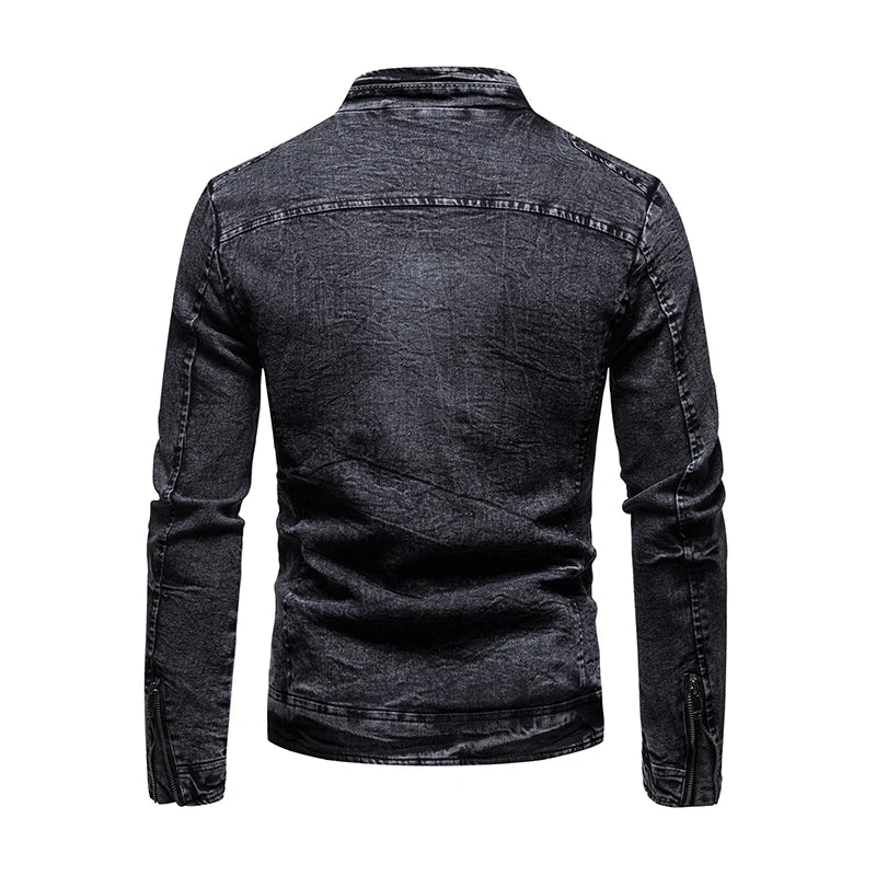 Jaqueta Masculina Jeans Lavado Com Zíper - REF118