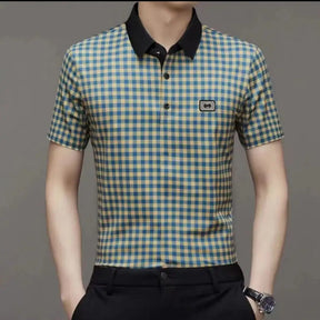 Camisa Gola Polo Masculina Estampa Xadrez Camisa Básica Casual