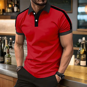 Camisa Gola Polo Masculina De Duas Cores Material Respirável de Alta Qualidade