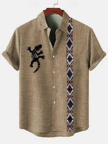 Camisa Masculina Social de Botões Estampa Vintage Moda Casual De Luxo