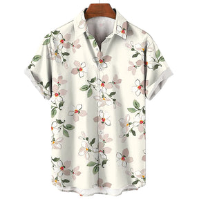 Camisa Masculina Estampa Floral Com Botões E Manga Curta Moda Havaiana