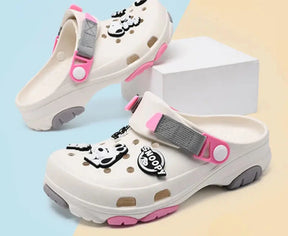 Sandália Crocs Com Acessórios Desenho Animado Design Respirável Antiderrapante