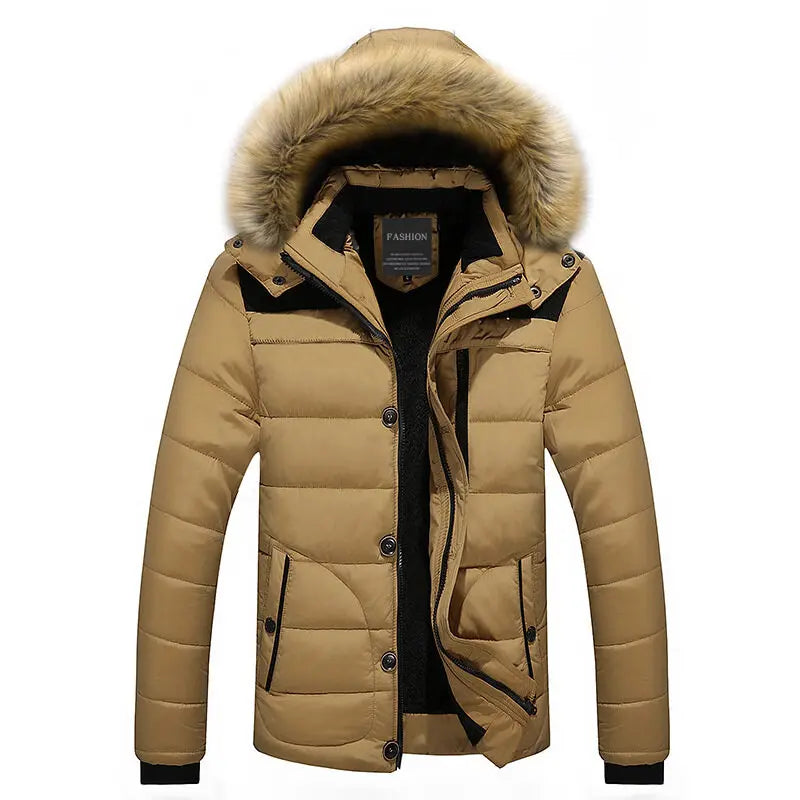 Jaqueta Parka Puffer Masculina Gola Felpuda de Inverno - REF161