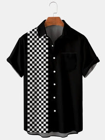 Camisa Social Com Estampa Xadrez Camisa De Botões Com Bolso