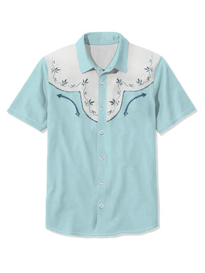 Camisa Masculina Moda Country Estampado Camisa De Manga Curta