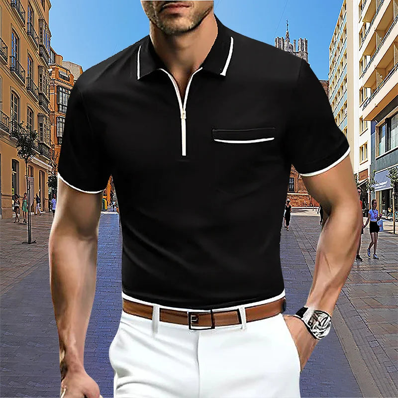 Camisa gola Polo Masculina Com Bolso e Botões Camisa respirável Moda Verão