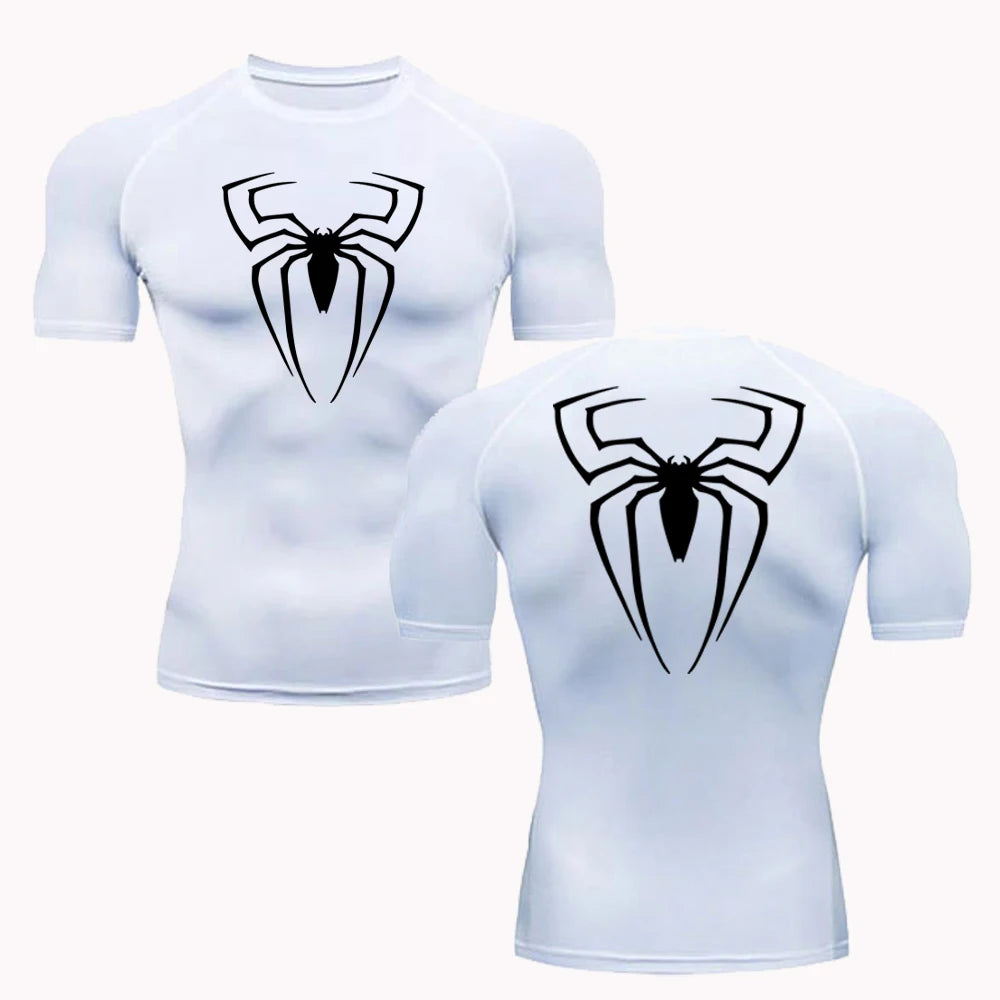 Camisa Masculina De Manga Curta Secagem Rápida Estampa de Aranha Camisa Esportiva