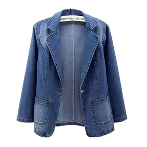 Jaqueta Jeans Feminina Estilo Blazer Moderno - REF137