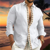 Camisa Masculina De Botão Com Estampa Elegante Moda Casual De Manga Comprida