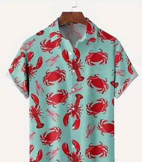 Camisa Masculina De Praia Estampa Carangueijo Moda Versátil De Qualidade