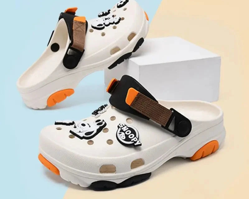 Sandália Crocs Com Acessórios Desenho Animado Design Respirável Antiderrapante