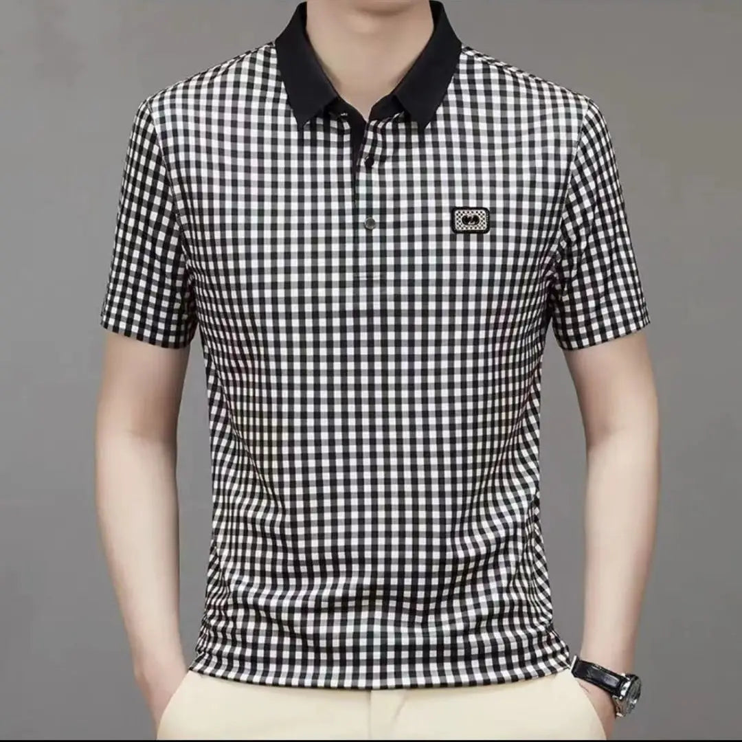 Camisa Gola Polo Masculina Estampa Xadrez Camisa Básica Casual