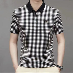 Camisa Masculina Gola Polo Estampa Xadrez Moda Casual De Qualidade