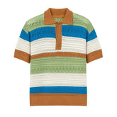 Camisa Gola Polo De Tricô Estampa Listrada Moda Respirável Verão