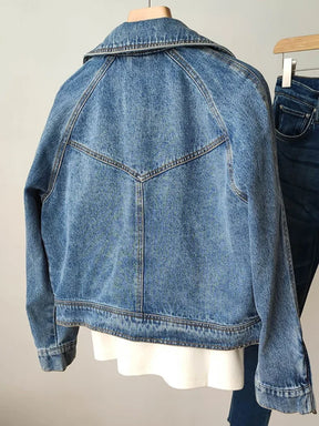 Jaqueta Feminina Jeans Com Lapela Transpassada - REF136