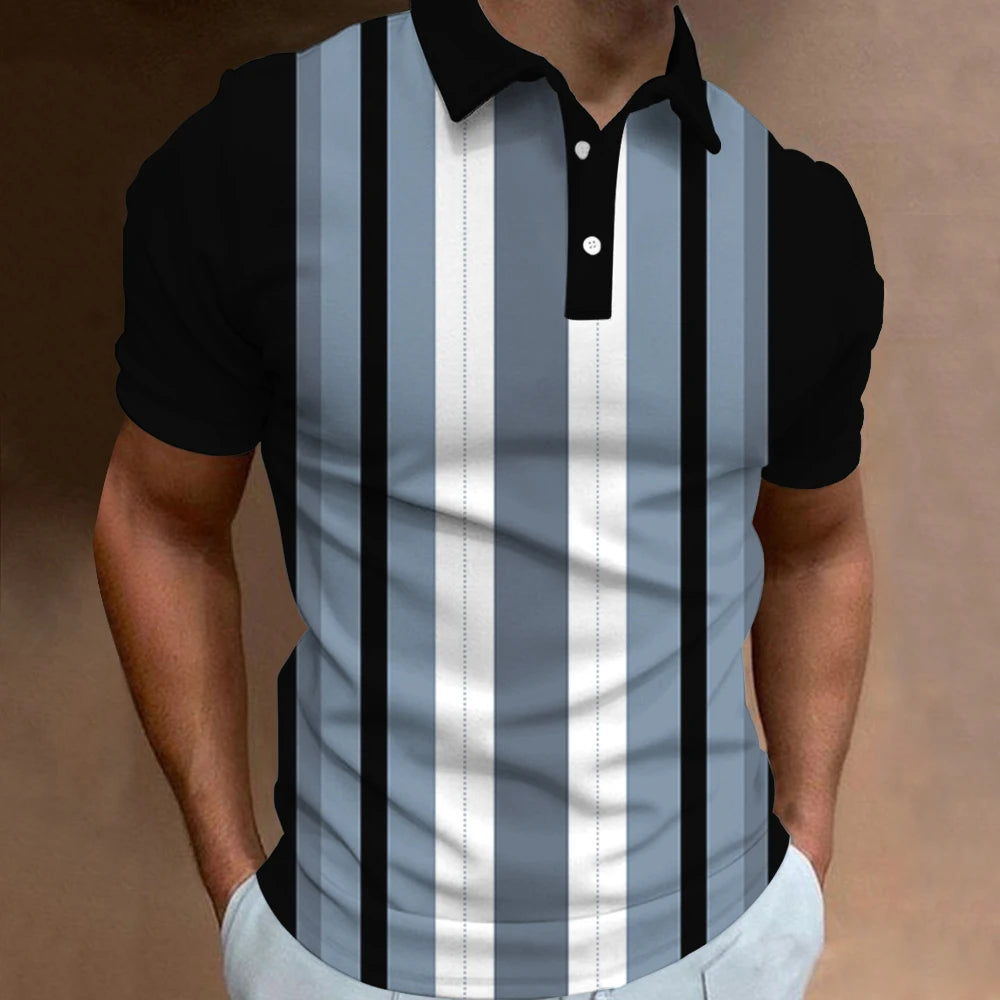 Camisa Gola Polo Masculina Estampa Listrada Camisa Confortável De Alta Qualidade