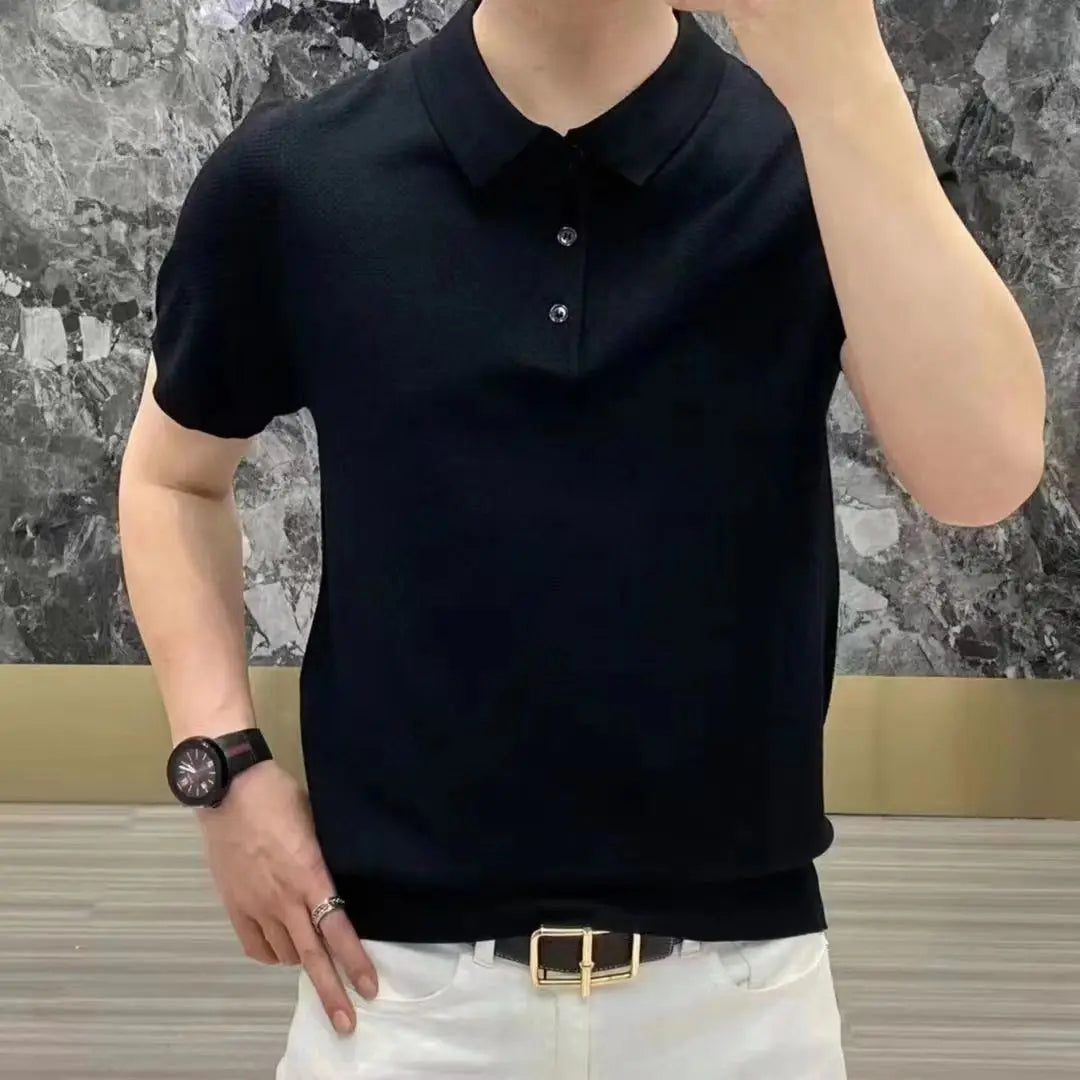 Camisa Gola Polo Masculina Malha De Alta Qualidade Moda Elegante