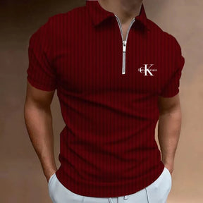 Camisa Gola Polo Masculina Com Zíper Tecido Confortável Moda Casual De Luxo