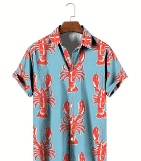 Camisa Masculina De Praia Estampa Carangueijo Moda Versátil De Qualidade