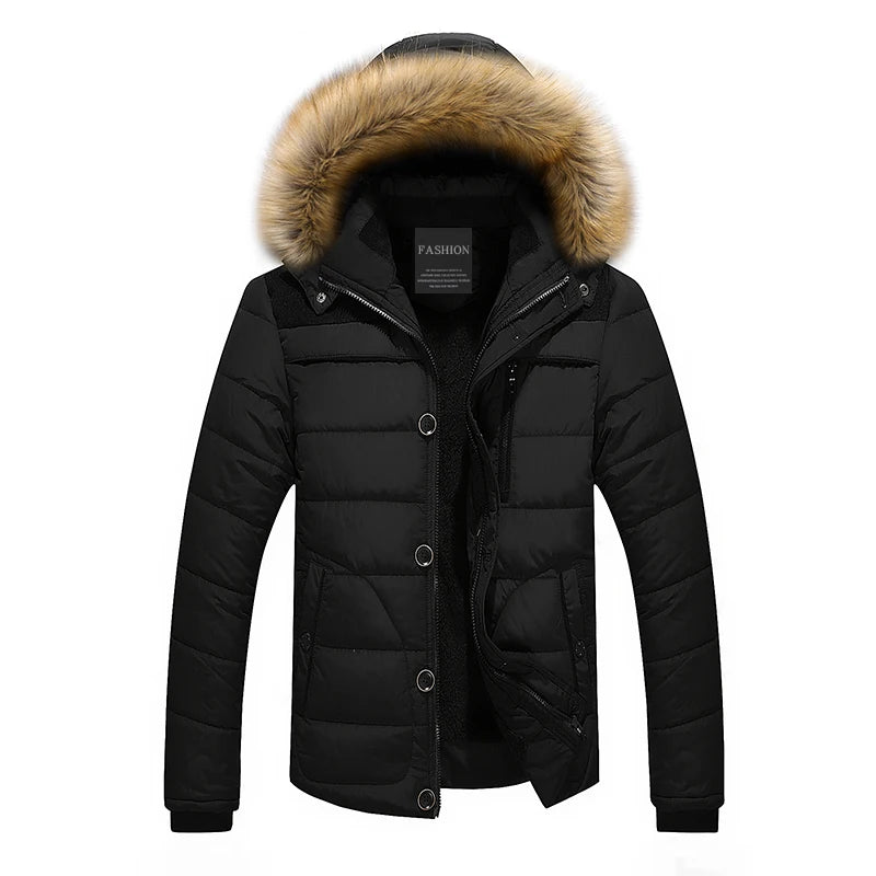 Jaqueta Parka Puffer Masculina Gola Felpuda de Inverno - REF161