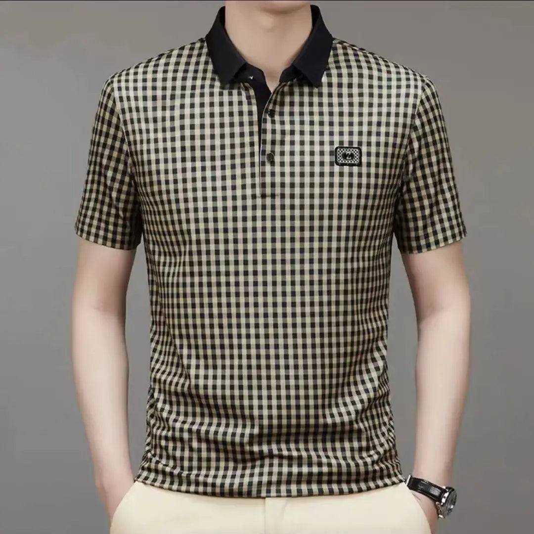 Camisa Gola Polo Masculina Estampa Xadrez Camisa Básica Casual